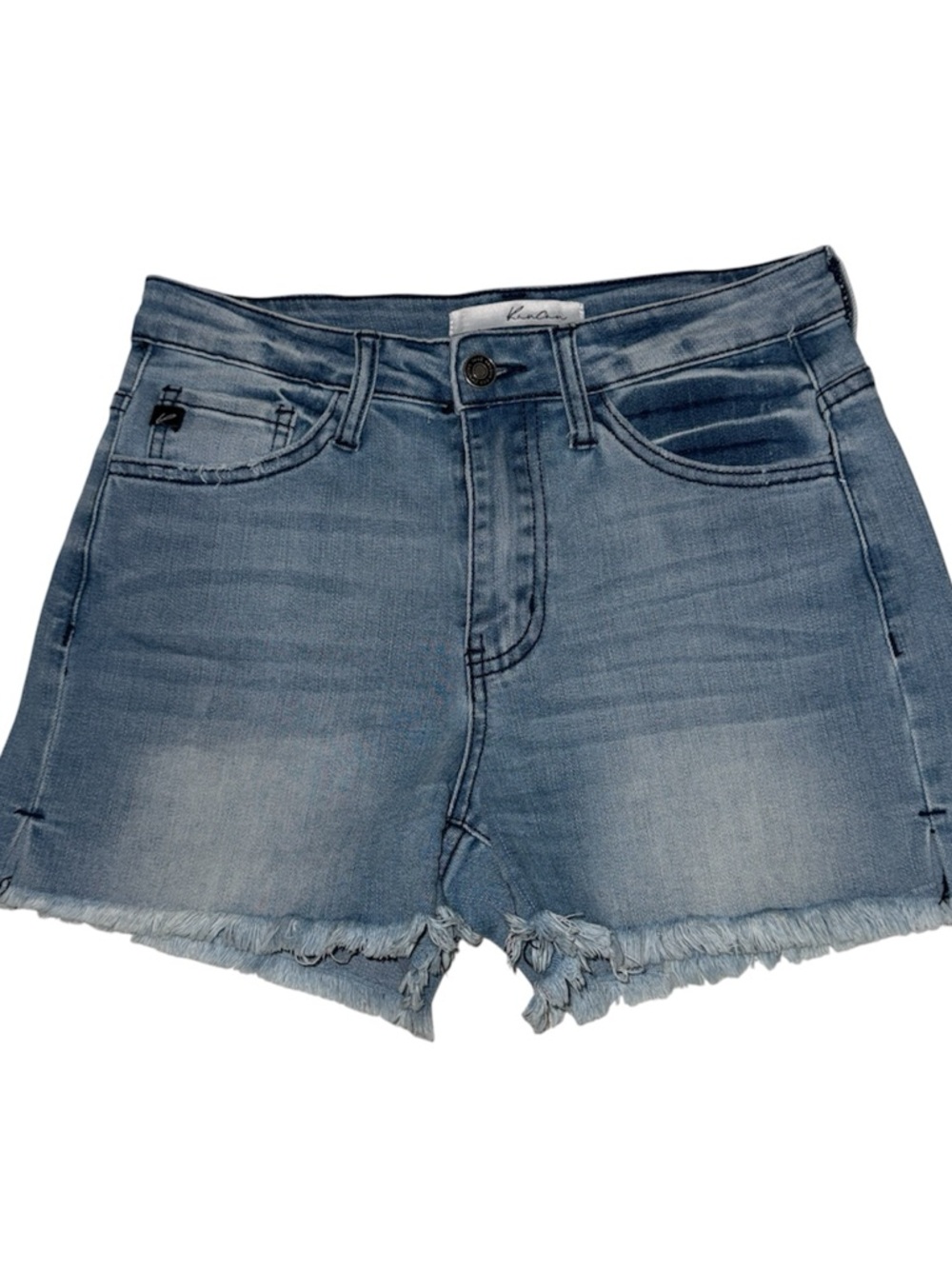KanCan Classic High-Rise Frayed Hem Denim Shorts - Blue - Picture 3 of 7